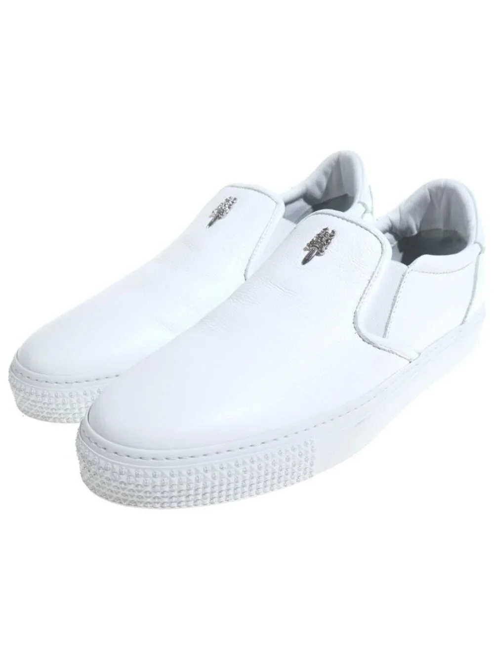 Chrome Hearts Slip on CH Plus Leather Patch Dagger Low Cut Sneakers White